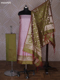 Dual Shade Of Pink and Dual Shade Of Green Banarasi Silk Dress Material With Allover Zari Buttas