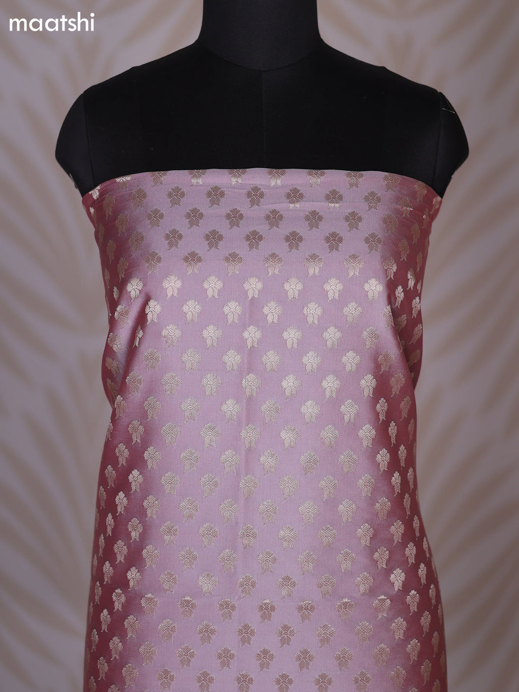 Dual Shade Of Pink and Dual Shade Of Green Banarasi Silk Dress Material With Allover Zari Buttas