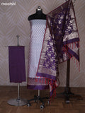 Dual Shade Of Grey and Dual Shade Of Violet Banarasi Silk Dress Material With Allover Zari Buttas