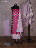 Magenta Pink and Pastel Purple Banarasi Silk Dress Material With Allover Zari Buttas