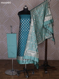 Peacock Green and Teal Green Banarasi Silk Dress Material With Allover Zari Buttas