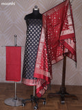 Black and Maroon Banarasi Silk Dress Material With Allover Zari Buttas