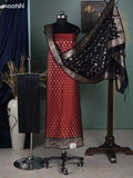 Maroon and Black Banarasi Silk Dress Material With Allover Zari Buttas