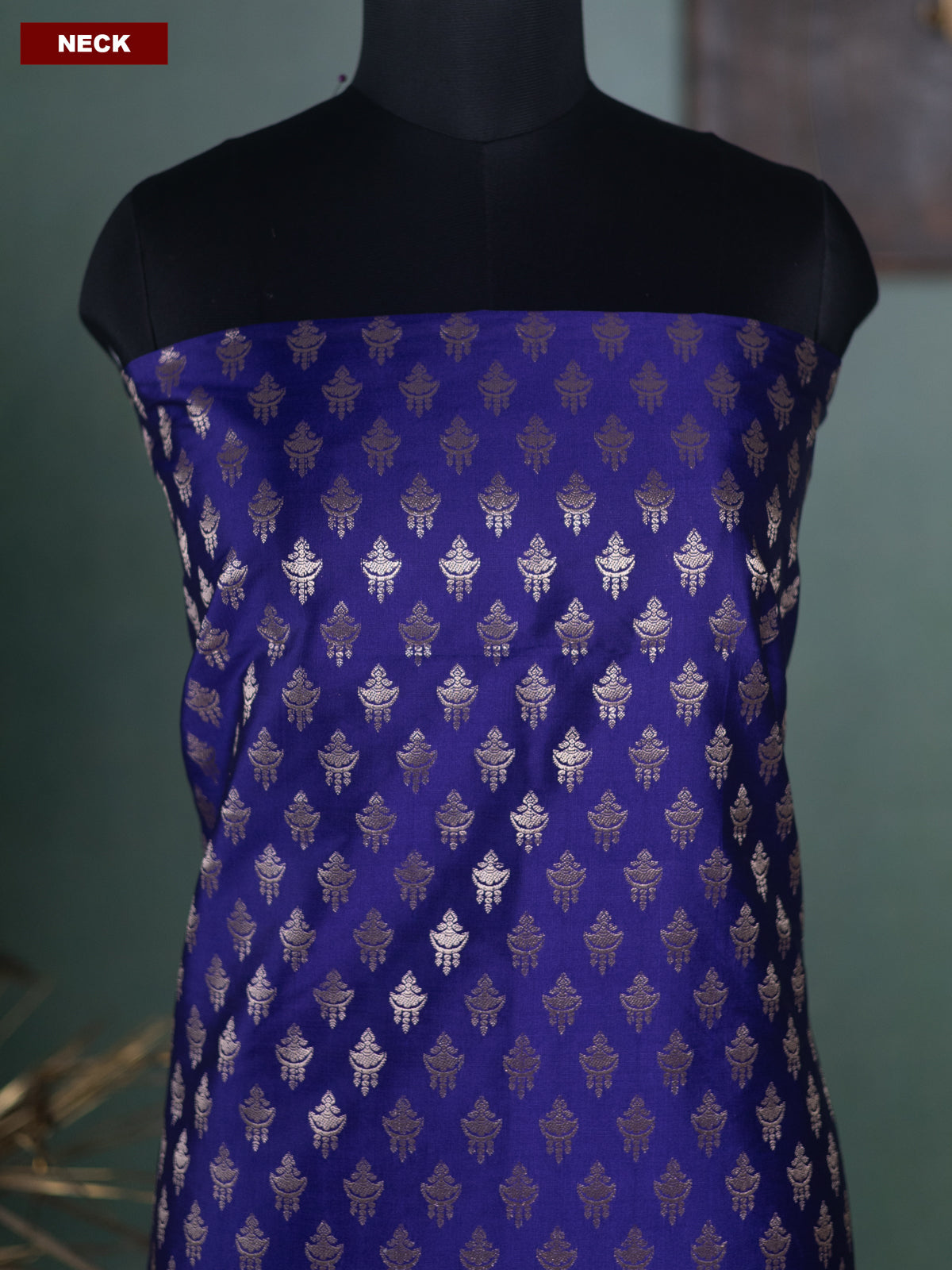 Violet and Dual Shade Of Purple Banarasi Silk Dress Material With Allover Zari Buttas