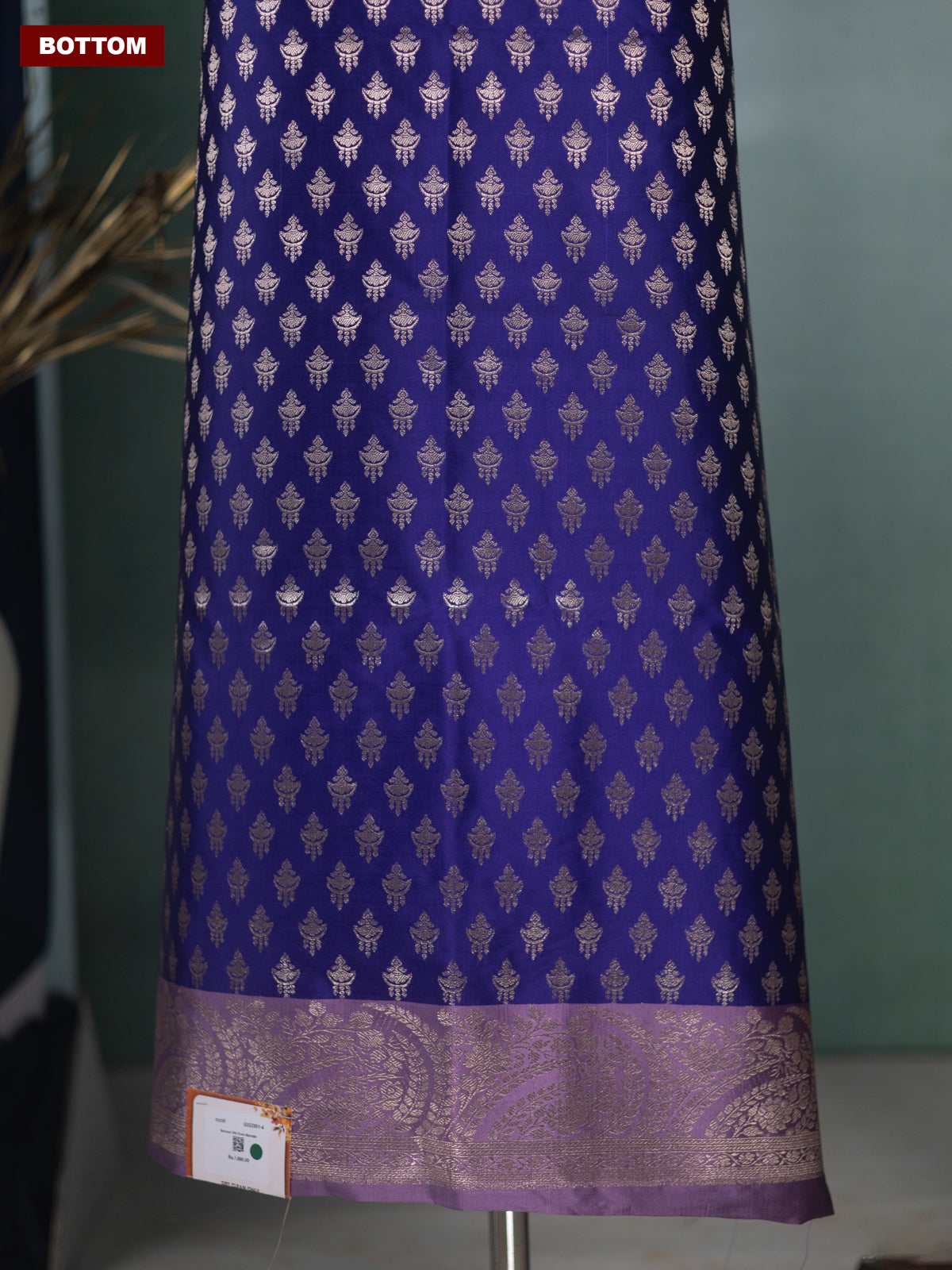 Violet and Dual Shade Of Purple Banarasi Silk Dress Material With Allover Zari Buttas
