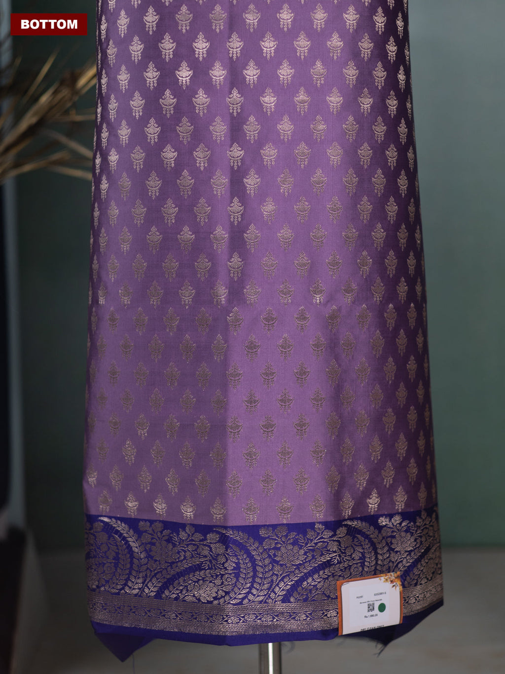 Dual Shade Of Purple and Violet Banarasi Silk Dress Material With Allover Zari Buttas