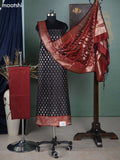 Black and Maroon Banarasi Silk Dress Material With Allover Zari Buttas