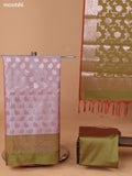 Dual Shade Of Lavender and Green Banarasi Silk Dress Material With With Allover Zari Buttas and Bottom & Dupatta