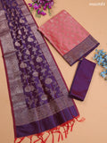 Dual Shade Of Peach and Violet Banarasi Silk Dress Material With With Allover Zari Buttas