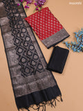 Red and Black Banarasi Silk Dress Material With With Allover Zari Buttas