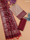 Beige and Maroon Banarasi Silk Dress Material With With Allover Zari Buttas