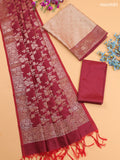 Dual Shade Of Beige and Maroon Banarasi Silk Dress Material With With Allover Zari Buttas