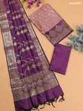 Mauve and Purple Banarasi Silk Dress Material With With Allover Zari Buttas
