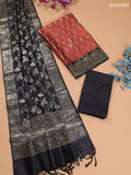 Rest Shade and Black Banarasi Silk Dress Material With With Allover Zari Buttas