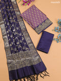Purple and Navy Blue Banarasi Silk Dress Material With With Allover Zari Buttas