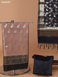 Beige and Black Banarasi Silk Dress Material With With Allover Zari Buttas and Bottom & Dupatta