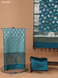 Teal Green and Peacock Green Banarasi Silk Dress Material With With Allover Zari Buttas and Bottom & Dupatta