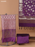 Peach and Purple Banarasi Silk Dress Material With With Allover Zari Buttas and Bottom & Dupatta