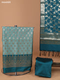 Teal Green and Peacock Green Banarasi Silk Dress Material With With Allover Zari Buttas and Bottom & Dupatta