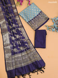 Pastel Blue and Navy Blue Banarasi Silk Dress Material With With Allover Zari Buttas