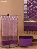 Peach and Purple Banarasi Silk Dress Material With With Allover Zari Buttas and Bottom & Dupatta
