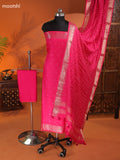 Magenta Pink Art Silk Dress Material With Zari Buttas and Bottom & Dupatta