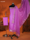 Lavender Art Silk Dress Material With Zari Buttas and Bottom & Dupatta