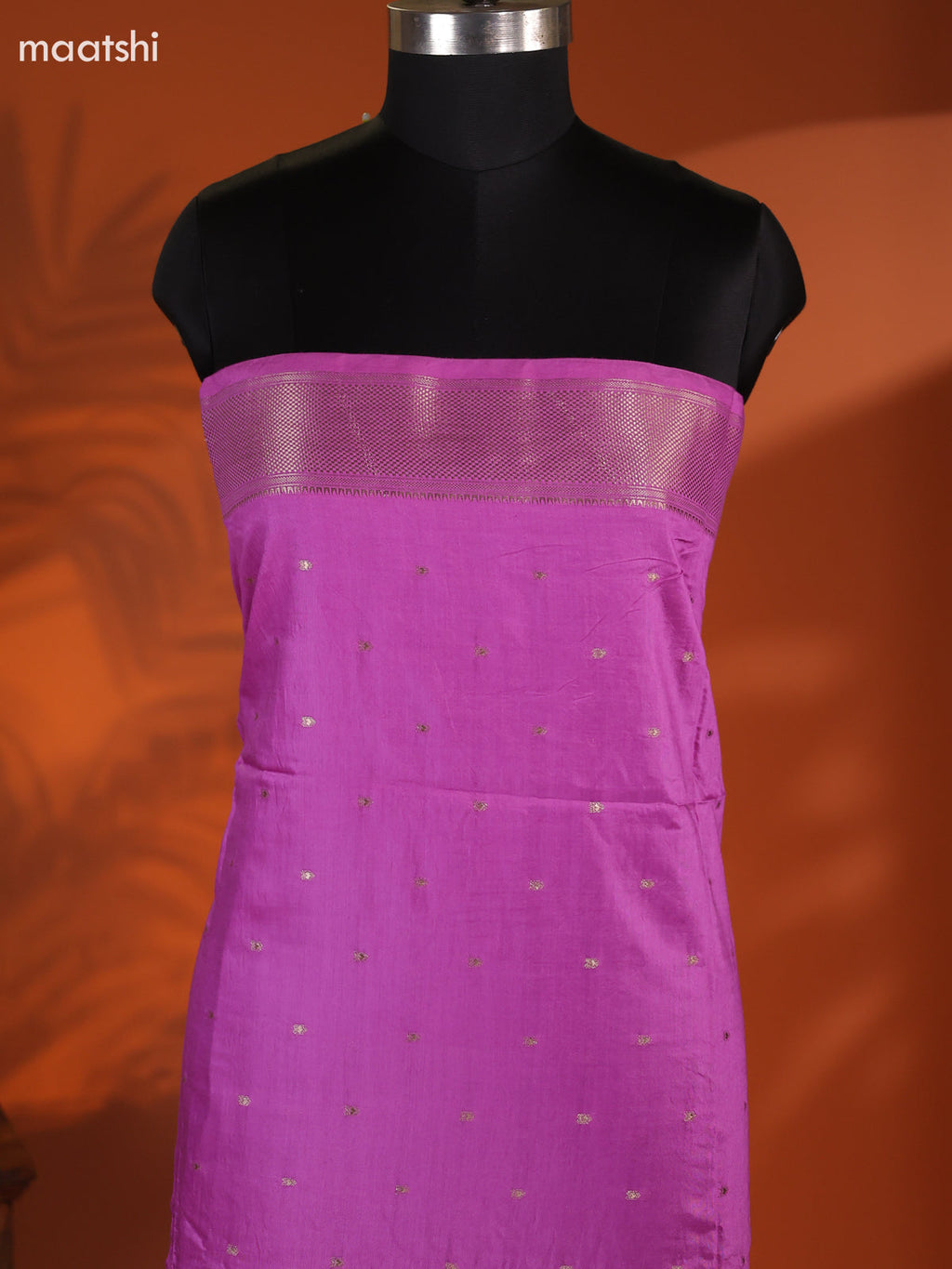 Lavender Art Silk Dress Material With Zari Buttas and Bottom & Dupatta