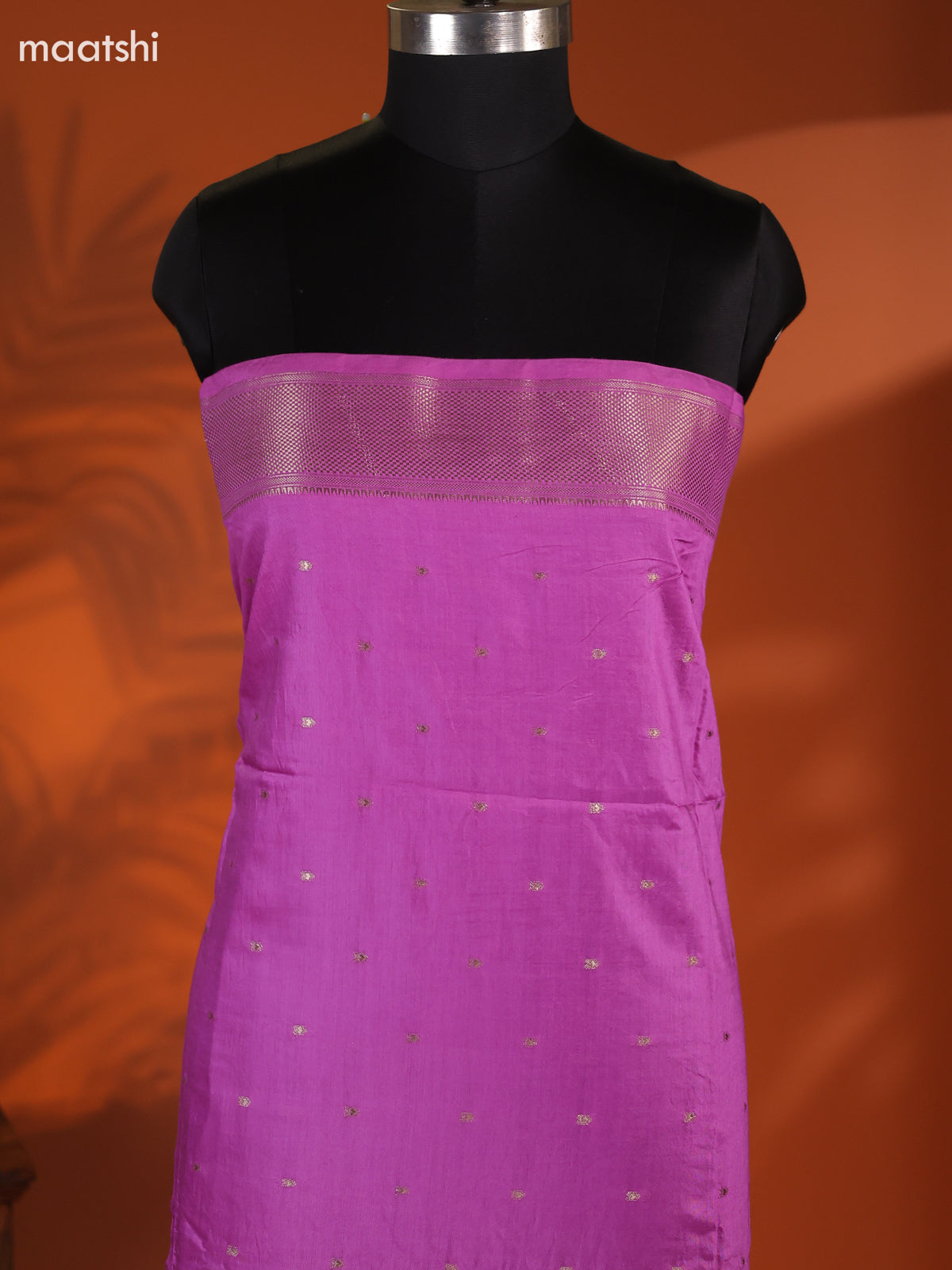 Lavender Art Silk Dress Material With Zari Buttas and Bottom & Dupatta
