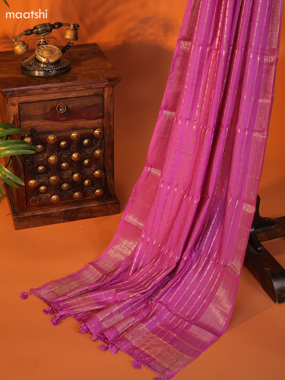 Lavender Art Silk Dress Material With Zari Buttas and Bottom & Dupatta