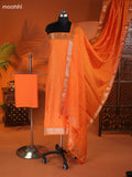 Orange Art Silk Dress Material With Zari Buttas and Bottom & Dupatta