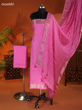 Pink Art Silk Dress Material With Zari Buttas and Bottom & Dupatta