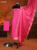 Pink Art Silk Dress Material With Zari Buttas and Bottom & Dupatta