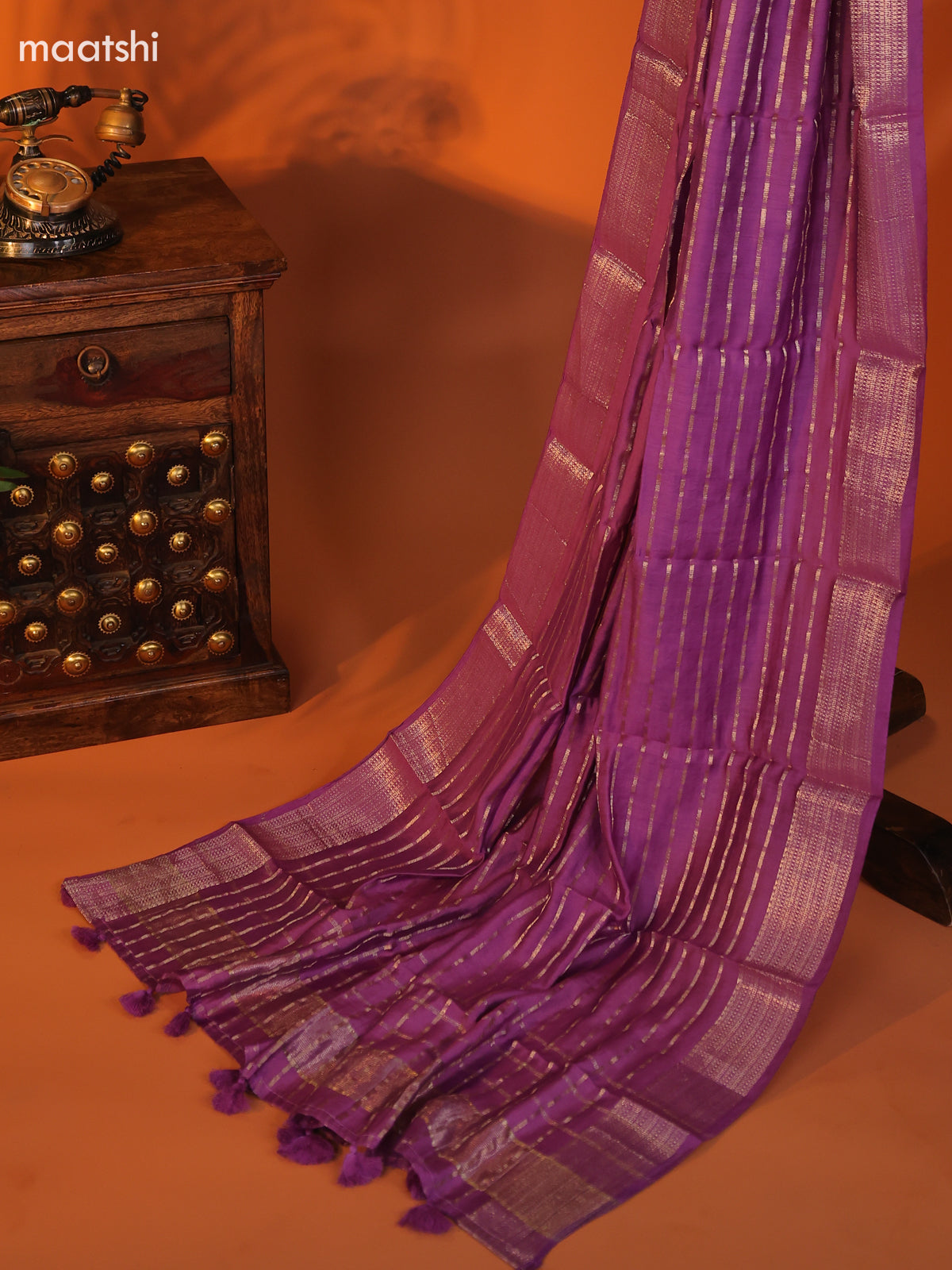 Lavender Art Silk Dress Material With Zari Buttas and Bottom & Dupatta
