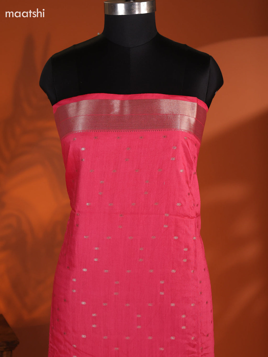Mauve Pink Art Silk Dress Material With Zari Buttas and Bottom & Dupatta