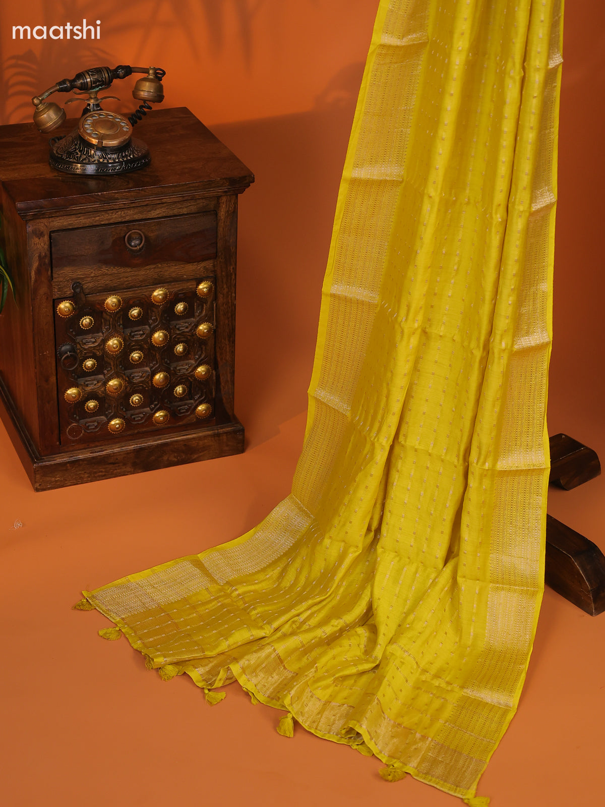Lime Green Art Silk Dress Material With Zari Buttas and Bottom & Dupatta