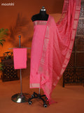 Peach Pink Art Silk Dress Material With Zari Buttas and Bottom & Dupatta