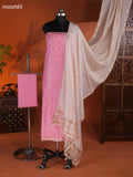 Pink Art Silk Dress Material With Zari Buttas and Bottom & Dupatta