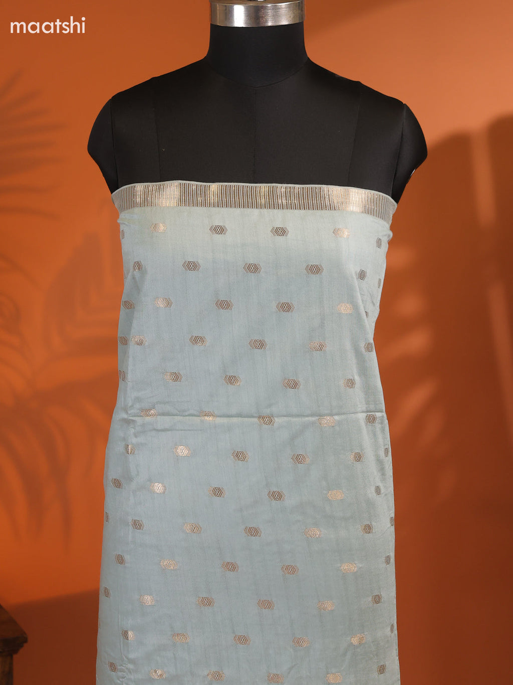Pastel Blue Art Silk Dress Material With Zari Buttas and Bottom & Dupatta