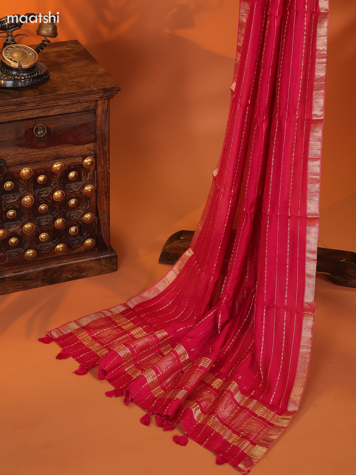 Pink Art Silk Dress Material With Zari Buttas and Bottom & Dupatta
