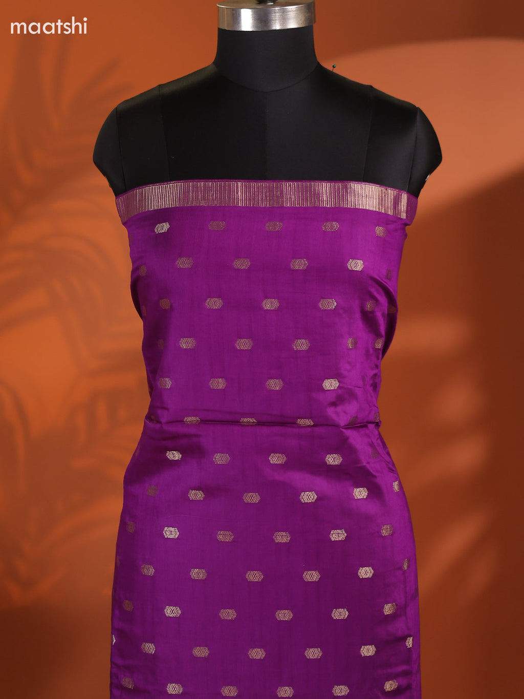 Violet Art Silk Dress Material With Zari Buttas and Bottom & Dupatta