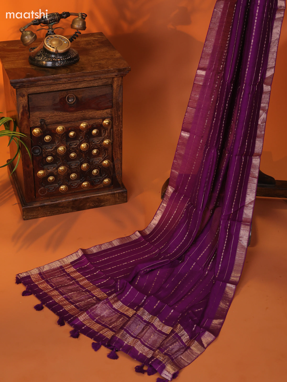 Violet Art Silk Dress Material With Zari Buttas and Bottom & Dupatta