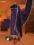 Navy Blue Art Silk Dress Material With Zari Buttas and Bottom & Dupatta