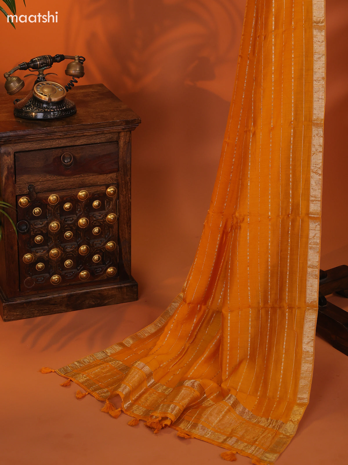 Mango Yellow Art Silk Dress Material With Zari Buttas and Bottom & Dupatta
