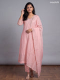 Pink Mul Chanderi Embroidery Anarkali Suit
