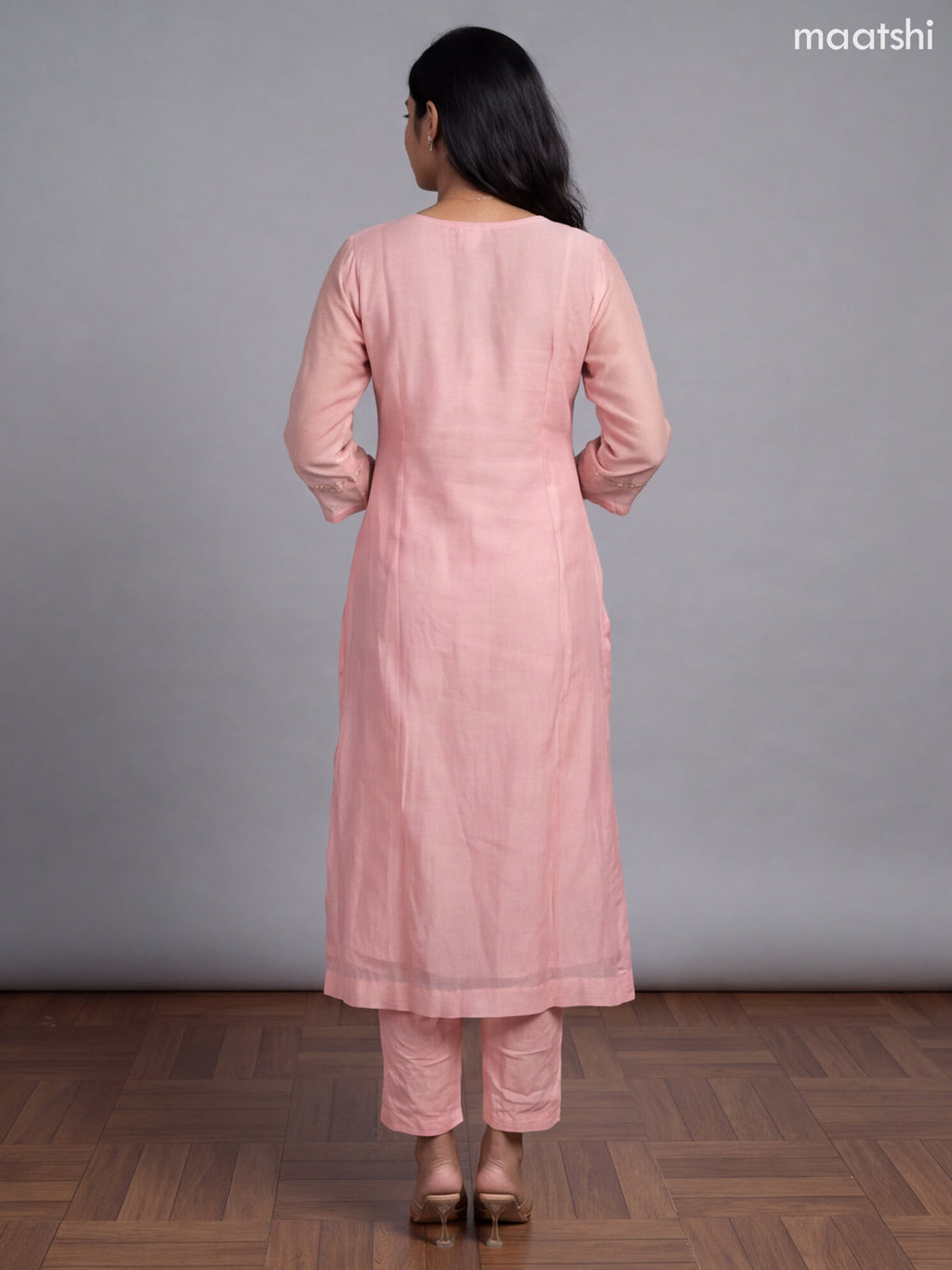 Pink Mul Chanderi Embroidery Anarkali Suit