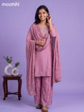 Pink Crepe Silk Embroidery Work Straight Suit