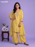 Yellow Art Silk Embroidery Work Straight Suit