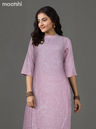 Cotton co-ord set baby pink and cream with allover floral prints & simple neck pattern and palazzo pant