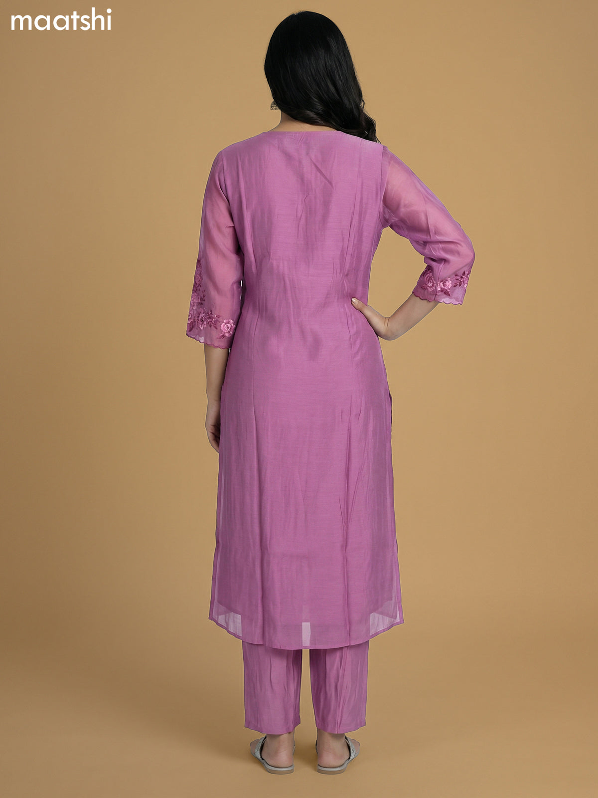 Pastel Pink Shade Chanderi Printed Anarkali Suit